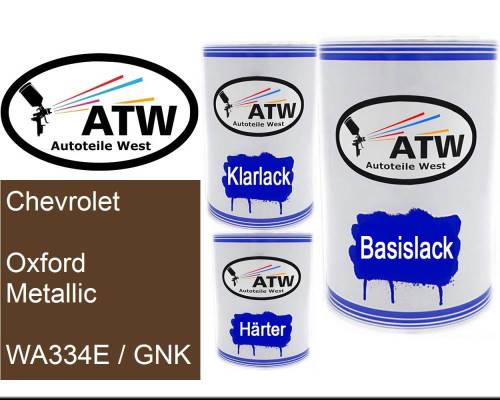 Chevrolet, Oxford Metallic, WA334E / GNK: 500ml Lackdose + 500ml Klarlack + 250ml Härter - Set, von ATW Autoteile West.